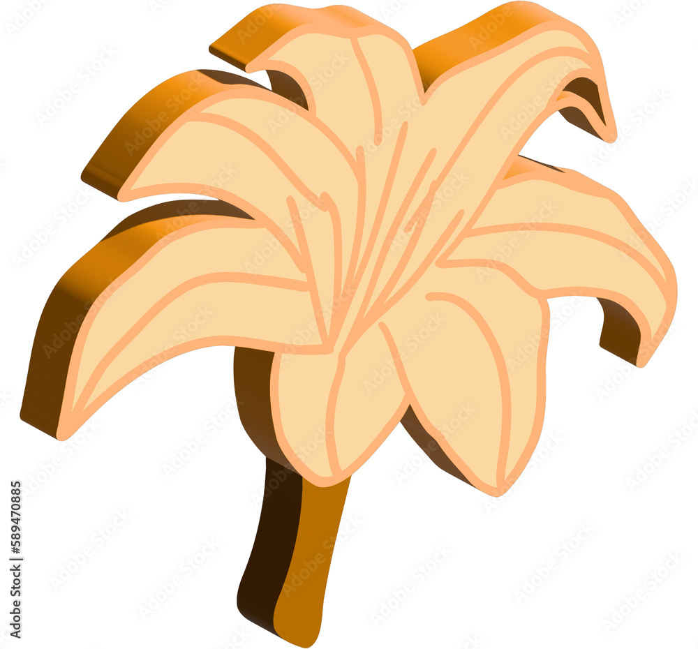 Sticker 3d orange flower