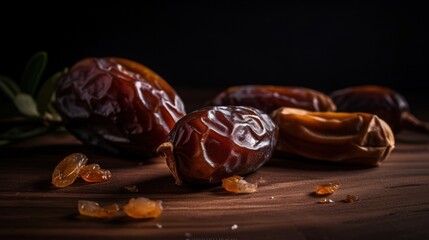A Delicious and Nutritious Treat Dates Wooden Surface 