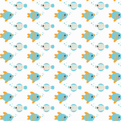 Seamless pattern with cute fish. Vector illustration