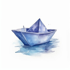 Watercolor boat. Illustration Generative AI.