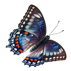 Red-spotted purple  buterfly. Watercolor with transparent background. Generative AI