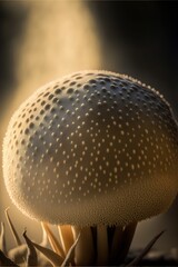 Lycoperdon mushroom close up. Generative AI