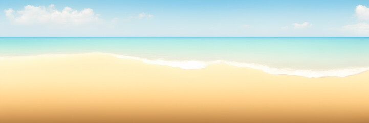 Fototapeta na wymiar Summer tropical beach, drawing, summer background, panoramic view