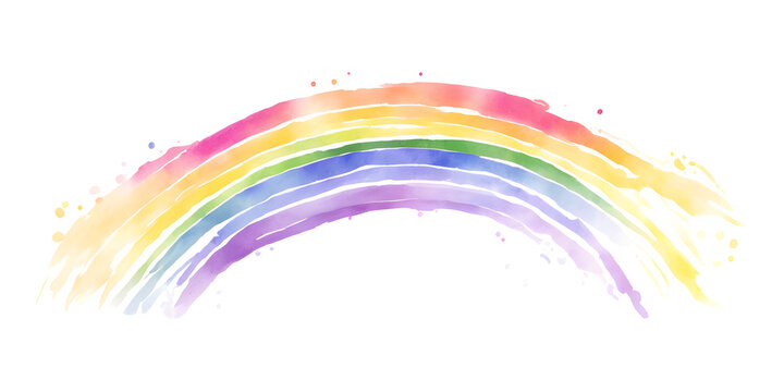 Watercolor drawing of a rainbow on a white background, ai generated