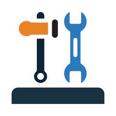 wrench, hammer, work tools icon