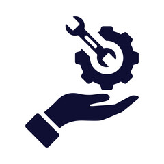 wrench, gear, hand, Wrench on hand icon