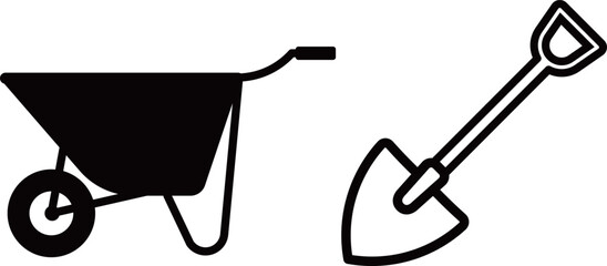 スコップ　一輪車　アイコン © misato