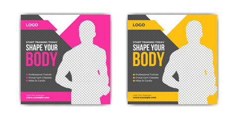 Gym and fitness social media post banner template