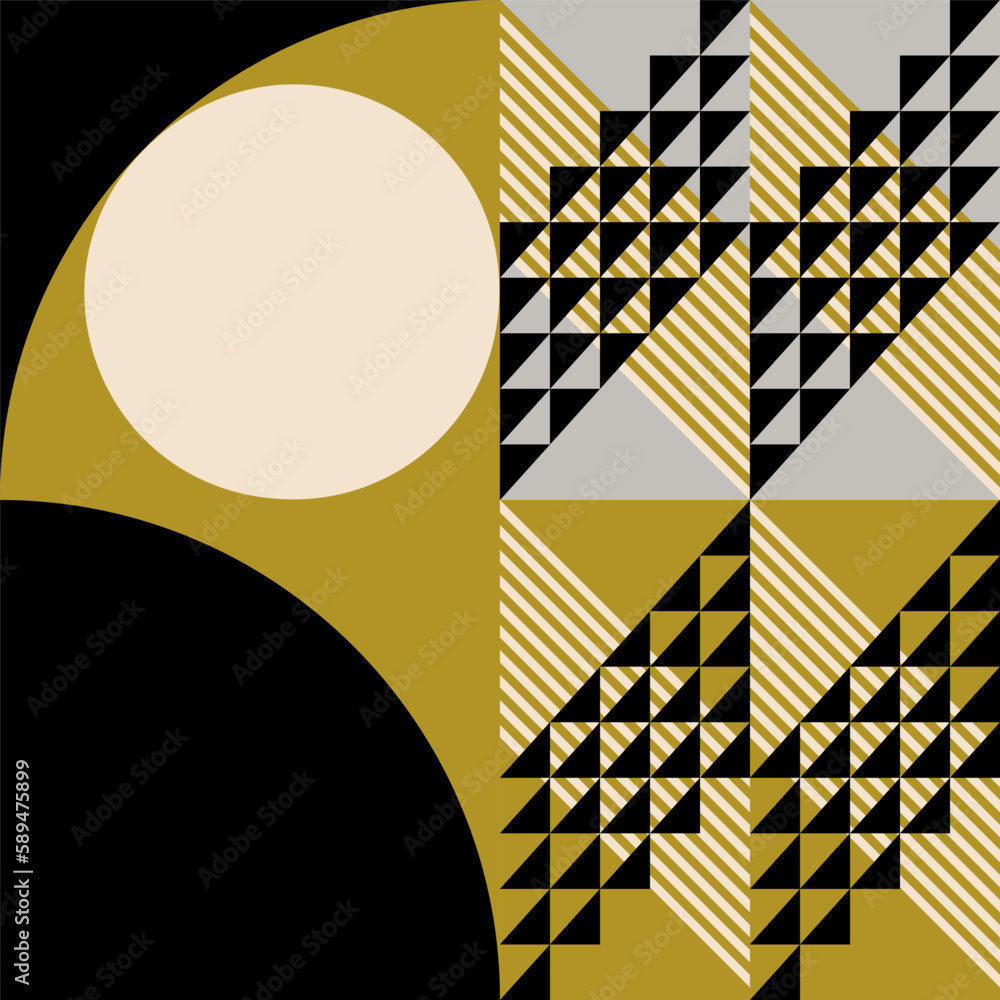 Aufkleber Modern abstract geometric  vector seamless pattern with simple elements and shapes like circle, square and triangle. Graphic pastel colored minimalist background.