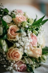 Obraz na płótnie Canvas Vertical closeup shot of a bouquet of delicate flowers.