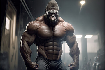 Fototapeta na wymiar An image of a fitness gorilla adorned in athletic attire. Ai generated 
