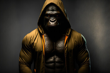 An image of a fitness gorilla adorned in athletic attire. Ai generated  - obrazy, fototapety, plakaty