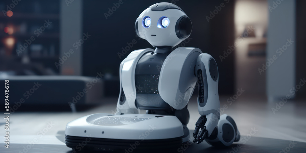 Poster enjoy your leisure time as the automated vacuum robot machine does the cleaning. generative ai