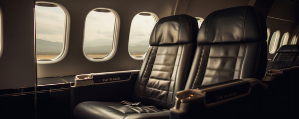 Obraz premium Indulge in luxury travel with first-class airplane seats for the ultimate flying experience. Generative AI