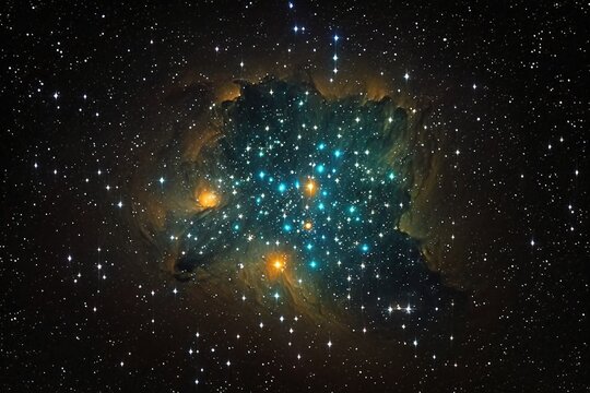 Constellation of the Water Snake, also known as Hydrus; seen in the night sky, as a cluster of stars, or in deep space. Generative AI