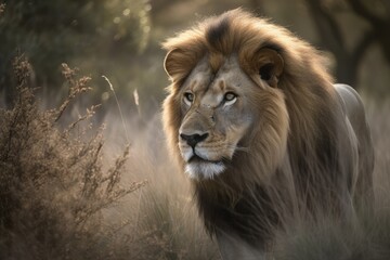 Obraz na płótnie Canvas lion in the grass