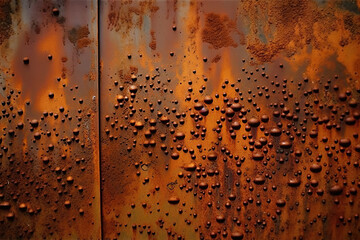 The surface of the metal is covered with a rough rusty texture that has weathered. AI Generated.