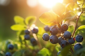 blueberry  in orchard plantation, idea for agricultural and fruitfulness theme concept background wallpaper,  Generative Ai