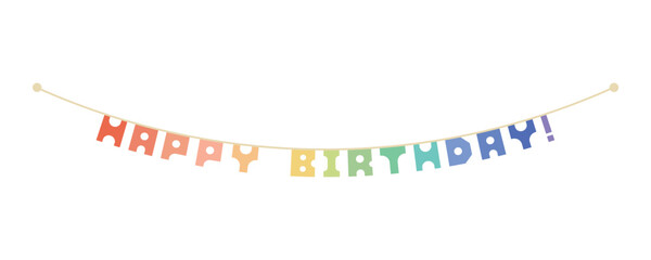 HAPPY BIRTHDAY !の文字のフラッグ - シンプルな誕生日のデコレーション用バナー
