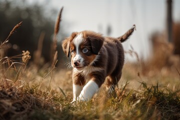 A cute puppy playing outdoors, made with generative ai