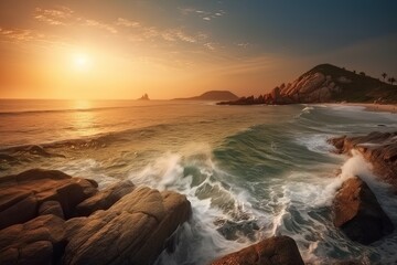 Obraz premium A seascape with a stunning view, made with generative ai