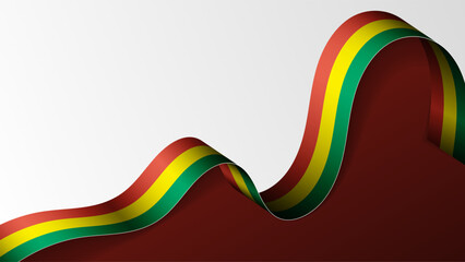 Bolivia ribbon flag background.