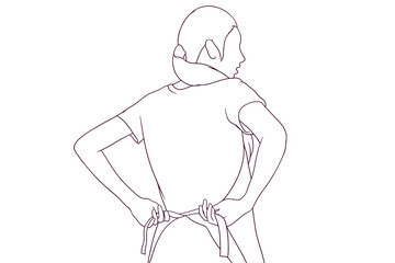 Housewife Wearing Apron. Cooking and Cleaning Concept. Hand Drawn Vector Illustration