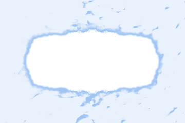 青色の柔らかい丸い雲のような模様のフレーム素材(透過)
