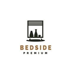 bedside furniture with vase logo vector icon illustration for industry