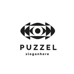 eye logo vector icon illustration with black and white puzzle