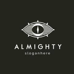 almighty eye logo icon vector illustration with arrows in all directions