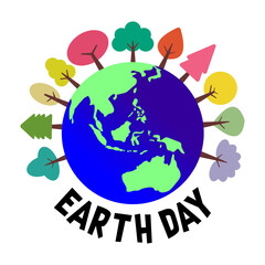 Earth day celebration poster isolated on white background. 