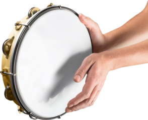 Male hands Playing the drum isolated on white background