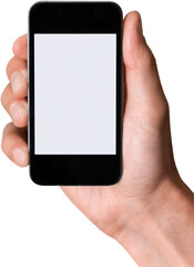 Hand Holding iPhone with White Screen