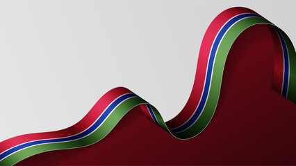Gambia ribbon flag background.