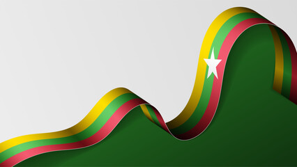 Myanmar ribbon flag background.
