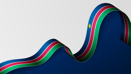 Namibia ribbon flag background.