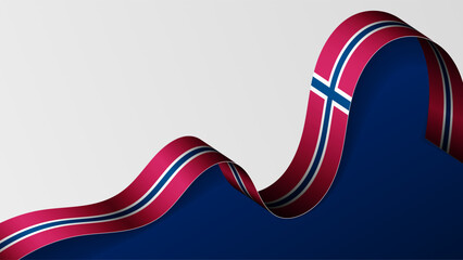 Norway ribbon flag background.