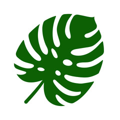 monstera leaf tropical palm leaves flat vector illustration logo icon clipart © Wasantha