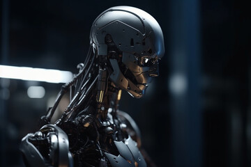 Obraz na płótnie Canvas Robot artificial intelligence. Innovative technologies. Generative AI