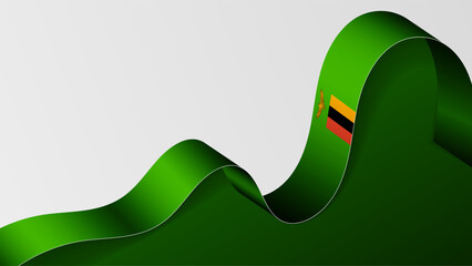 Zambia ribbon flag background.