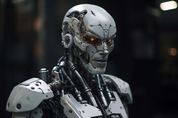 Obraz na płótnie Canvas Robot artificial intelligence. Innovative technologies. Generative AI
