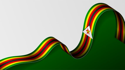 Zimbabwe ribbon flag background.