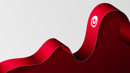 Tunisia ribbon flag background.