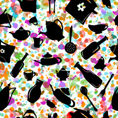 Kitchenware seamless pattern. Vector illustration