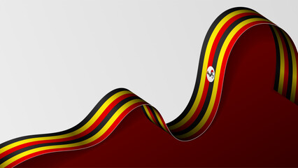 Uganda ribbon flag background.