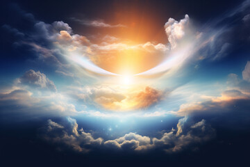 God light in heaven visualization. Generative AI - obrazy, fototapety, plakaty
