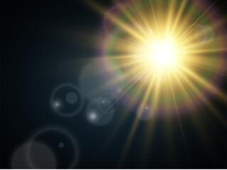 Fototapeta premium Bright beautiful star.Illustration of a light effect on a transparent background. 