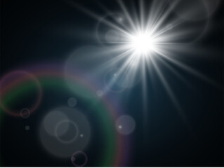 Bright beautiful star.Illustration of a light effect on a transparent background.
