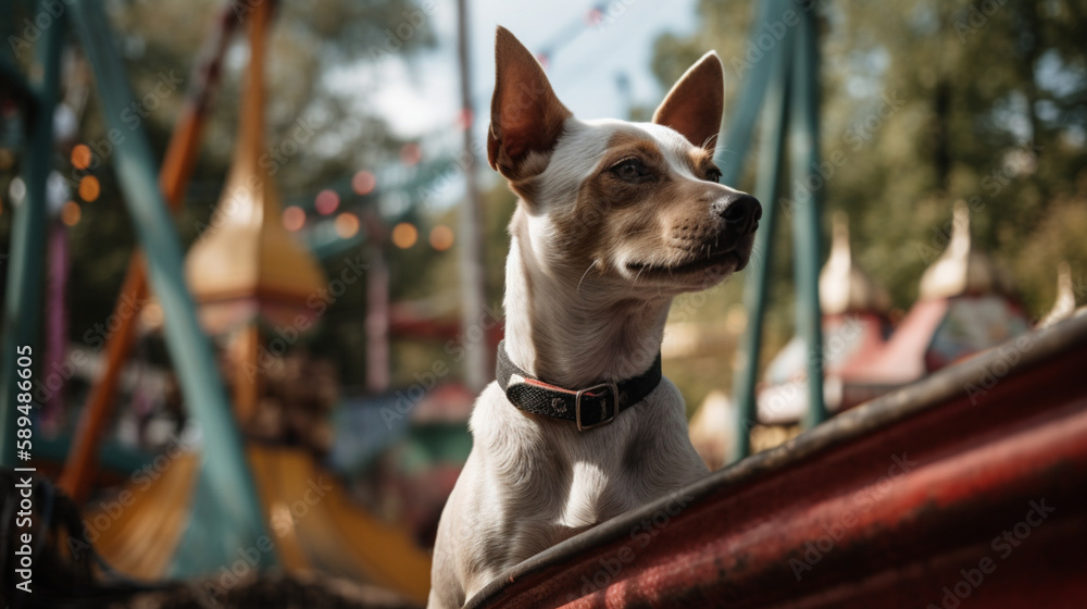 Canvas Prints Dog at an amusement park Generative AI